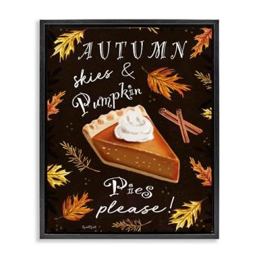 Imagem de Stupell Industries Arte de parede em tela flutuante com moldura preta, céu de outono e tortas de abóbora, design por Elizabeth Tyndall, 89 x 63 cm
