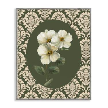 Imagem de Stupell Industries Fancy Lace White Flowers Gray Framed Giclee Art, design by Nan, 20 x 16