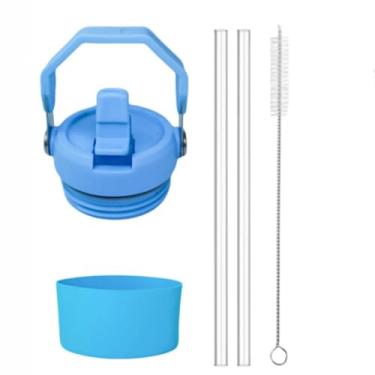 Imagem de 1 peça de substituição para tampa de copo Stanley ceFlow Flip Straw 2.0 garrafa de água 680 g, além de bota protetora de silicone para fluxo de gelo 680 g, com 2 canudos de substituição e 1 escova de