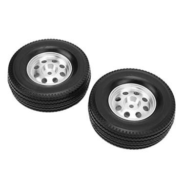 Imagem de Domary 2PCs CNC Metal Wheel Bords Cubs e Kit de Pneus de Borracha para Caminhão de Trator Tamiya 1/14 Carro RC, Textura, Aderência Aprimorada, Alta Resistência Ao Desgaste