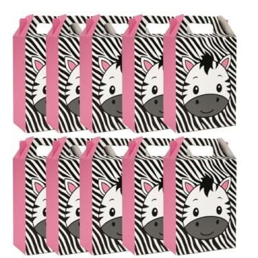 Imagem de Kit 10 Caixa Presente Maleta Papelão P Infantil Estampa 18cm (Zebra)