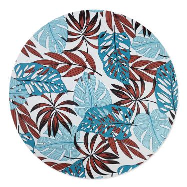 Imagem de 8 Jogo Americano Redondo Tropical Az Impermeável Pvc