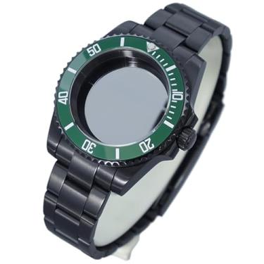 Imagem de FEIYASHI Caixa de relógio preta SUB Steel Diver com vidro de safira à prova d'água para movimento NH35 NH34 NH36 Miyota8215, Tampa inferior de vidro 6, For Miyota8215 8205 Movement, Caixa de relógio