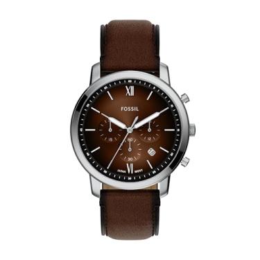 Imagem de Fossil Relógio masculino de couro marrom com cronógrafo Neutra (modelo: FS6143)