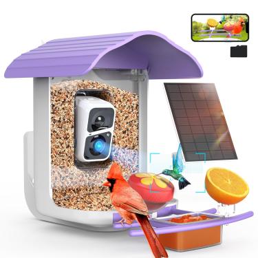 Imagem de birdsnap® PAV – Alimentador inteligente de pássaros com câmera, 5 complementos DIY e cartão SD de 64 G, gravação automática, casa de pássaros, vídeo de pássaros, para uso externo, captura automática