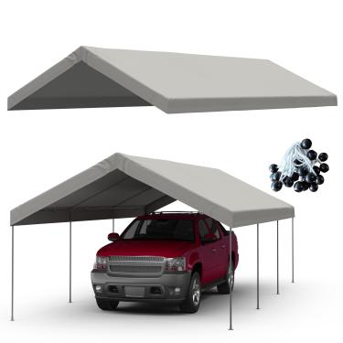 Imagem de Cobertura de teto de substituição para garagem de 3,5 x 5,8 m, tampa de dossel atualizada para porta de carro para barraca de festa à prova d'água e proteção UV, fácil instalação com elásticos