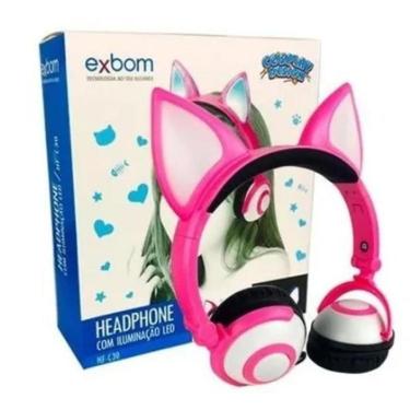 Imagem de Fone de Ouvido Headphone Iluminação de Led Usb Cor Rosa-Unissex