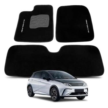 Imagem de Tapete Automotivo para BYD Dolphin Plus 2023 a 2026 Carpete 3 Peças Traseiro Inteiriço com Bordado