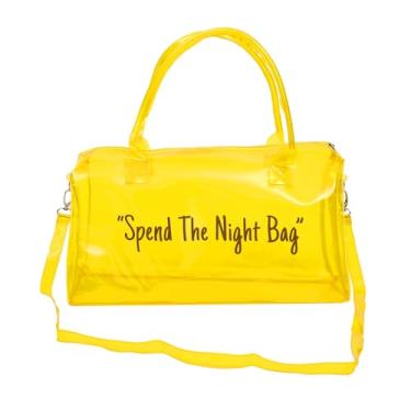Imagem de Bolsa esportiva de PVC transparente com zíper de metal durável para academia, escola, viagens, praia, Amarelo, Large
