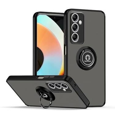 Imagem de Anlalish Compatível com capa translúcida para Samsung Galaxy A55 5G com suporte giratório de 360°, capa para celular Samsung A55 5G magnética fosca à prova de choque protetora (preto)