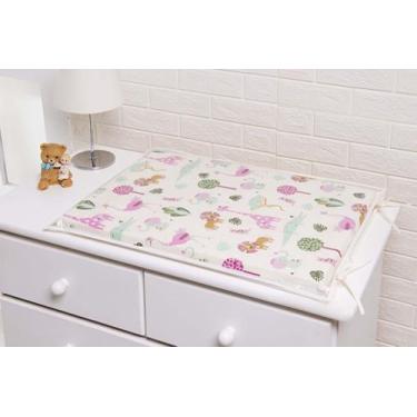 Imagem de Trocador para Comoda de Bebê Reto Rosa do Safari Zoologico Vies Palha 