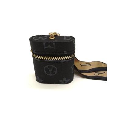 Imagem de Bolsa de moedas com chaveiro – Bolsa feminina de armazenamento de chaves, cartões e moedas, bolsa pequena para fone de ouvido com pingente, mini porta-chaves, Preto