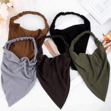 Imagem de Bandana para mulheres, lenço de cabelo elástico, coberturas de cabeça para mulheres, grande, triângulo, boho, coberturas de cabelo, lenço, acessórios