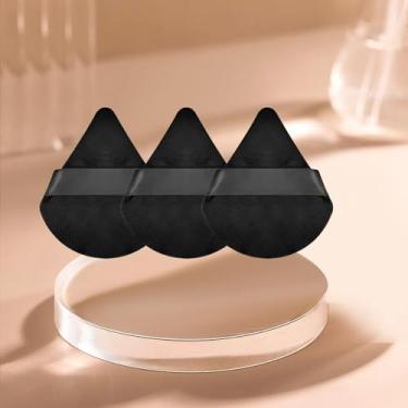 Imagem de Conjunto de sopro de pó triângulo macio de 3 peças, puffs de pó para rosto, liquidificadores de maquiagem e esponjas para base, adequado para ferramentas de maquiagem cosmética líquida e creme (preto)