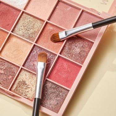 Imagem de Conjunto de 5 peças de sombras e pincéis de maquiagem premium - cerdas sintéticas macias para mistura impecável - perfeito para iniciantes e profissionais, sobrancelhas e delineador