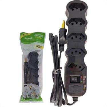Imagem de Filtro Linha Ilumi 5 Tomadas Interruptor E Fusivel 127/220V. Cabo Pp 3