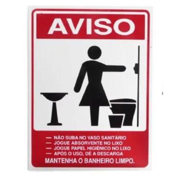 Imagem de Placa De Sinalização Acesso 15x20cm Aviso Mantenha O Banheiro Limpo Femino