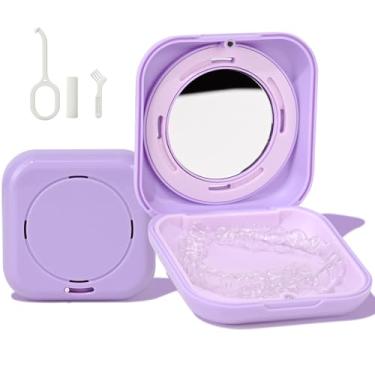 Imagem de HEMILAB® Capa retentora, estojo alinhador fino com orifícios de ventilação, compatível com Invisalign, estojo protetor de boca com espelho, estojo de retentor ortodôntico fofo com ferramenta de