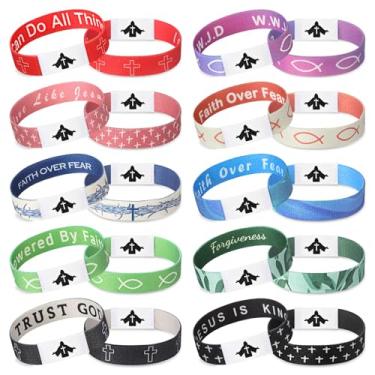 Imagem de Huquary 10 pulseiras de versículo bíblico com função NFC para mulheres, homens, adultos, adolescentes, presente cristão Jesus, 7.09 x 0.59 inches / 18 x 1.5 cm, poliéster e elástico, Sem Pedra