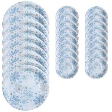 Imagem de Clear Above Conjunto de pratos de papel natalino – 26 peças de talheres descartáveis (10 jantares + 16 sobremesas) – Design elegante de Natal – Pratos festivos resistentes para reuniões