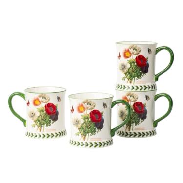 Imagem de ONECCI Conjunto de canecas de café pastoral de 118 a 430 g de porcelana de grande capacidade para chá, latte, cacau - seguro para lava-louças e micro-ondas, ótimo presente de inauguração de casa