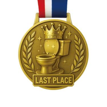 Imagem de Bambluby Medalha de Prêmio Último Lugar – Troféu de Mordaça Engraçado de 7,6 cm com Fita – Prêmio Perdedor para Festas, Ligas de Fantasia, Jogos de Escritório e Presentes de Elefante Branco