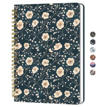 Imagem de Caderno de diário espiral forrado para mulheres, diários pautados pela faculdade A5 para escrever, cadernos de capa dura para trabalho, anotações e material escolar de escritório, 140 páginas