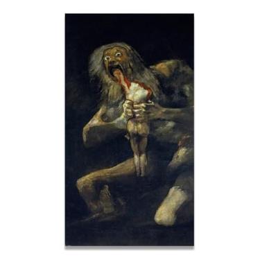 Imagem de LKXGRRSFG Saturn Devours His SonFrancisco De Goya Impressão em tela romântica espanhola - Obra-prima do influente pintor romântico 39,9 x 72 cm sem moldura