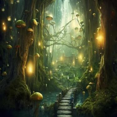 Imagem de Quadro Decorativo Encantado de Floresta Mágica para Quarto e Sala 40x40cm