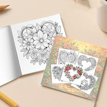 Imagem de Livro de colorir adulto com 24 peças, ousado e fácil, desenhos simples e grandes para relaxar com coração, flores, estampas