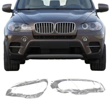 Imagem de SKOUIO Tampa da lente do farol dianteiro do carro transparente do lado esquerdo do motorista, substituição para BMW X5 E70 2008 2009 2010 2011 2012 2013.