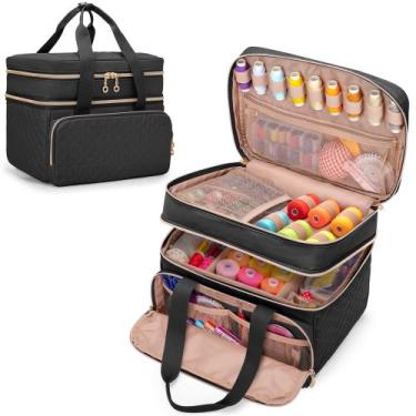 Imagem de Organizador de materiais de costura Yarwo de dupla camada 30x20x25cm