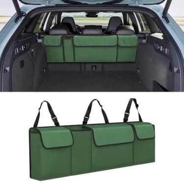Imagem de Alieemo Organizador de porta-malas de carro, bolsa de carga dobrável à prova d'água com 4 bolsos, armazenamento grande para pendurar no banco traseiro com alças ajustáveis, economia de espaço