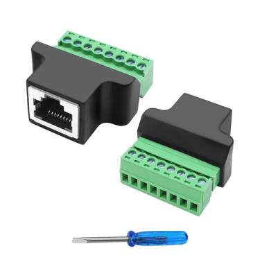 Imagem de MEIRIYFA Adaptador de bloco terminal de parafuso RJ45 RJ45 8P8C placa de breakout fêmea para conector Ethernet de rede terminal sem solda de 8 pinos para AV, CCTV, Cat5, Cat6, Cat7-2 peças