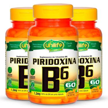 Imagem de Kit 3 Vitamina B6 Piridoxina 60cap