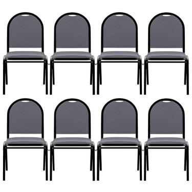 Imagem de Kit 8 Cadeiras Hoteleiras Auditório Empilhável Sintético M23 Cinza - Mpozenato