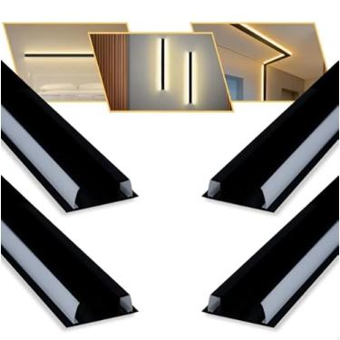 Imagem de Perfil De Led 50x15mm Sobrepor Iluminação Indireta 2m Preto