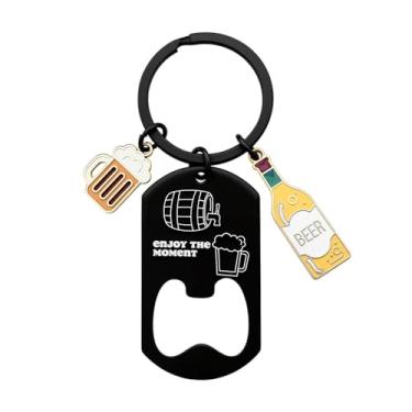 Imagem de Abridor de cerveja chaveiro abridor de garrafa para homens presentes de aniversário de Natal para amantes de cerveja pai marido amigo abridor de garrafas de metal chaveiro para barman, cozinha, bar