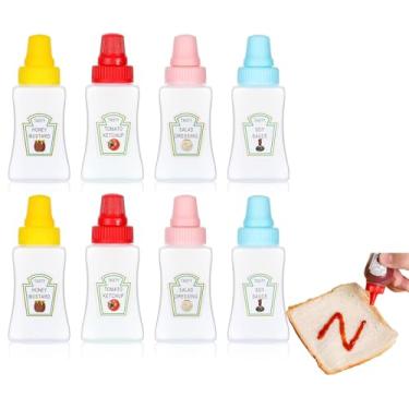 Imagem de Sndperiexam 8 frascos de ketchup, pequenos frascos portáteis de 25 ml para condimentos com tampa de rosca resistente, recipientes portáteis para molho de mel para molho de salada para acessórios de