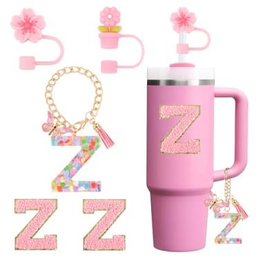 Imagem de Conjunto de acessórios para copo Stanley Cup 850.5 g 1,134.0 g copo com alça, incluindo tampa de palha, pingente de alça, adesivo 5 peças (Z)