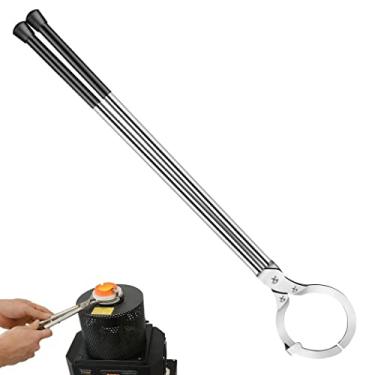 Imagem de Pinça de grafite de aço inoxidável de 68,5 cm - Alicate de cadinho com grampo de fornalha