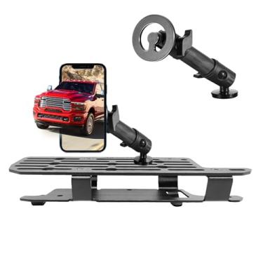 Imagem de Batdiary Suporte magnético para celular Ram 1500 compatível com Dodge Ram 1500 2500 3500 TRX Acessórios de fibra de carbono Suporte de celular de metal para montagem sem perfuração