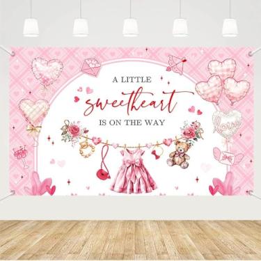 Imagem de MEHOFOND 179,8 x 110 cm, faixa de fundo para chá de bebê, rosa, Dia dos Namorados, chá de bebê, decoração de festa e artigos para cabine de fotos