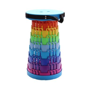 Imagem de HNJHTZ Banqueta dobrável 2025, banco dobrável atualizado, peso máximo de 299 kg, banco portátil para pesca, acampamento, caminhada. (azul)