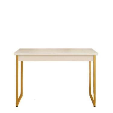 Imagem de Aparador Industrial Mesa Buffet Balcão Multiuso Decorativo para Sala Escritório Hall MDF e Aço(Dourado/Branco)