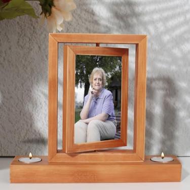Imagem de curntiy Porta-retrato para perda de mãe, pai, ente querido com castiçal, para memorial de família, porta-retratos serve para 10 x 15 cm, porta-retrato de simpatia, memoriais, luto, lembrança, presente