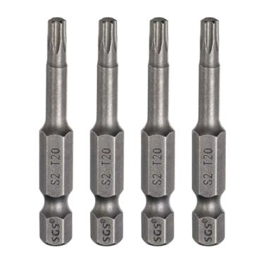 Imagem de HARFINGTON 4 peças de chave de fenda Torx T20, haste sextavada, 50 mm, ponta magnética, sem furo, à prova de adulteração, 6 pontas, estrela de 6 pontas, chaves de fenda industriais de aço S2