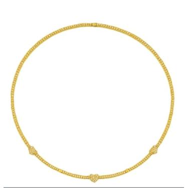 Imagem de Colar Choker Feminino Elegante com Corações Cravejados, Dourado ou Prata, Design Moderno e Brilhante para Looks Casuais e Elegantes