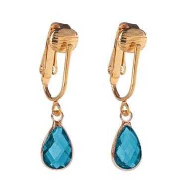 Imagem de Aloha Earrings Brincos pendentes em forma de gota com clipe em tom dourado não perfurado, One Size, Metal, Sem pedra preciosa