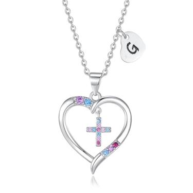 Imagem de DVAVA Colar de cruz para meninas, filhas, batismo, primeira comunhão, confirmação de formatura, presentes para filha, 16 inch+2 inch, Cobre, Zircônia cúbica 2